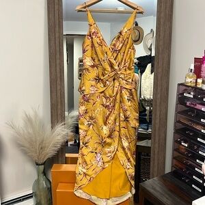 Express floral maxi dress with front slit low back